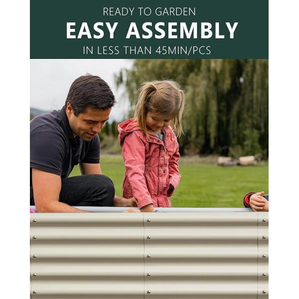 7.9x2x1.4Ft Galvanized Steel Raised Flower Beds Weather Resistance