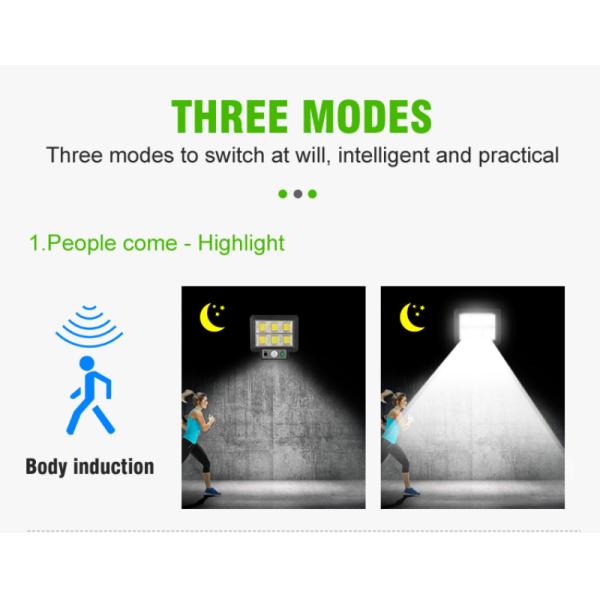 6500K 5m Induction Outdoor LED Lawn Light 72COB Solar Led Wall Light