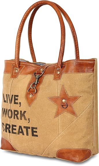 Upcycled Large Canvas shoulder Bag for women canvas tote boho handbag