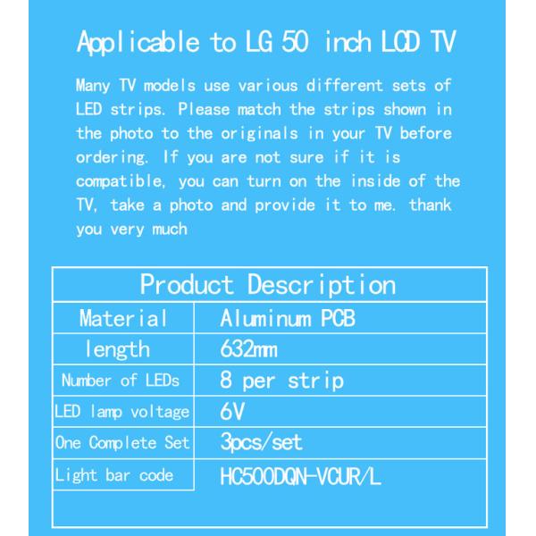 Aluminum Substrate LG TV Backlight 50UK6300 50UK6950 50UK6750 50UK6520PSA HC500DQN-VCUR L