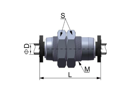 Трубка соединения перегородки PMM пластиковая быстро соединяется пускает пневматические части по трубам штуцера шланга для подачи воздуха