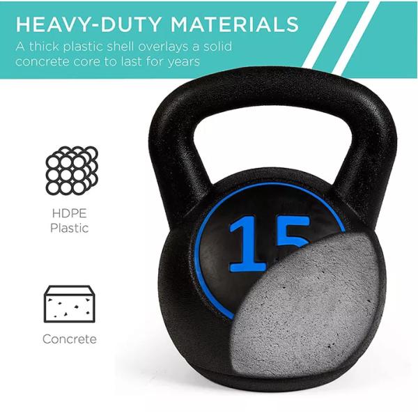 Unisex Workout Fitness Kettlebells 30LB PP Sand Filled Cement Body Solid Kettlebell Set