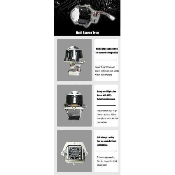 FAW J6P 500 LED Truck Headlights High Beam Dual Lens Replacement 3711015-91W 3711020-91W