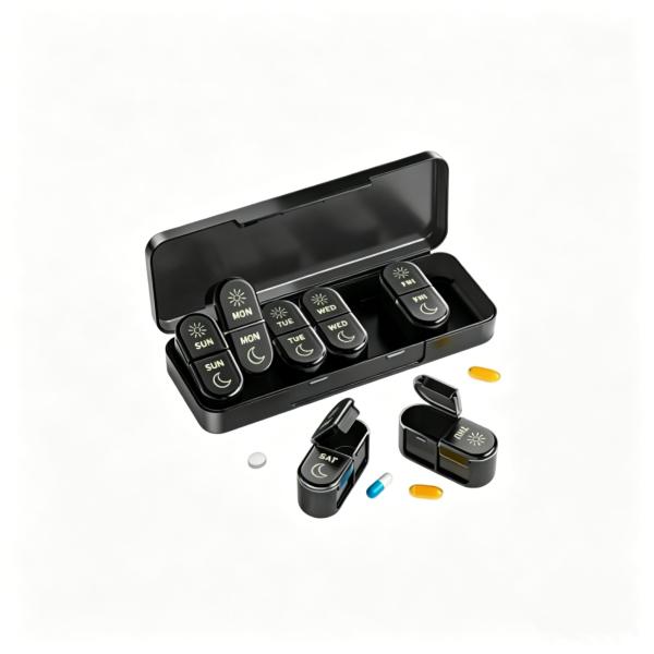 Portable Weekly Seven-Day Plastic Medicine Organizer Pill Box Two Meal Dosage Sealed Mini Compartmentalized Design JH Medibox