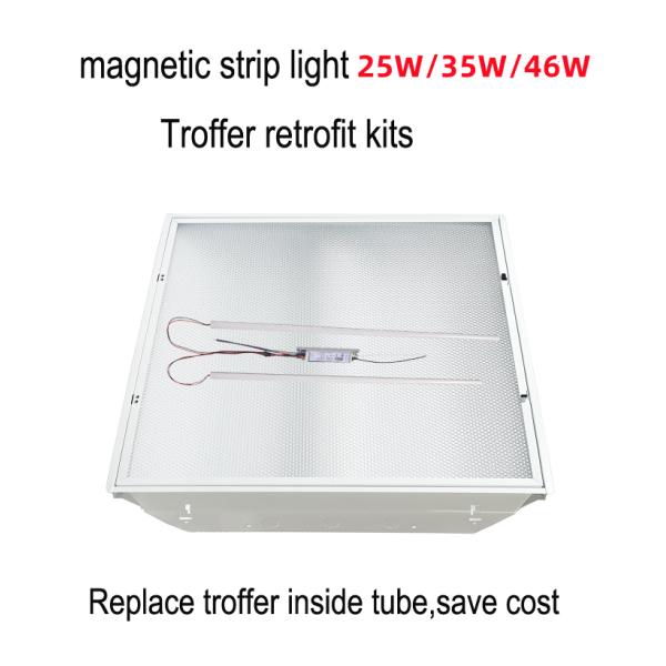 120-277V / 120-347V LED Troffer Retrofit 3CCT 3Power Selectable Magnetic Linear retrofit Kit