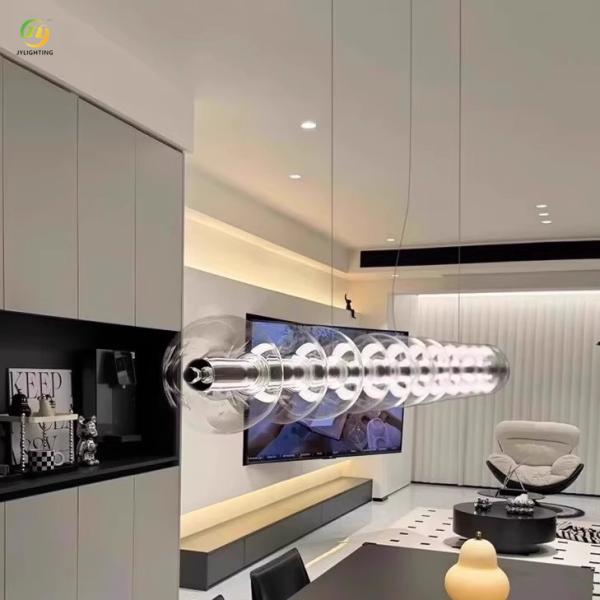 JYLIGHTING Italian Simple Long Glass Chandelier Personality Designer Restaurant bar Island Table Long Modern Pendant Light