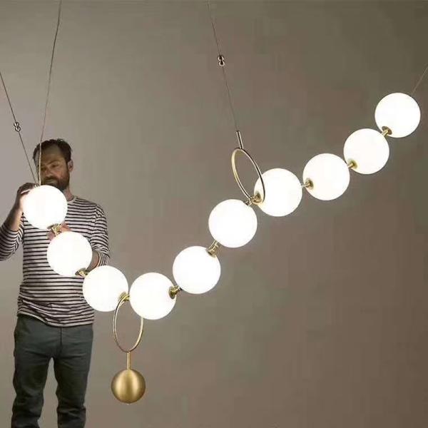 Showroom Hall Personality Bubble Lamps Luxury Simplicity Pearl Necklace Long LED Chandelier(WH-MI-157)