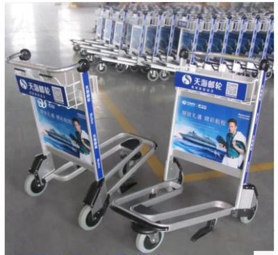Unfolding Airport Luggage Trolley Shopping Cart Three Wheel With Brake