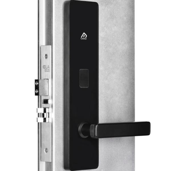 Black Electronic Hotel Door Locks , Security Smart Card Door Lock