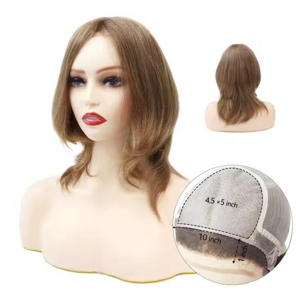Jewish Wigs Brown Injection Silk Top Kosher Lace Front Jewish Wigs New Glueless Silk Top Human Hair short European Hair Jewish Wig