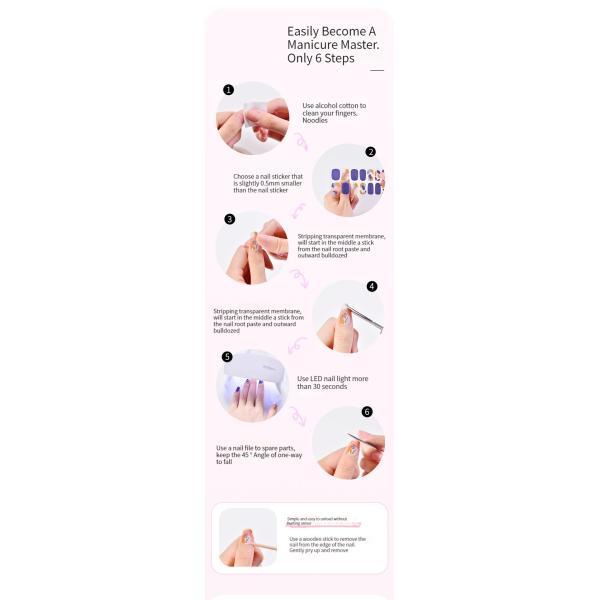 Wholesale Oem Customize Logo High Quality Full Wraps Strips Easy to Apply Semi Cured Nail Wraps Sticker