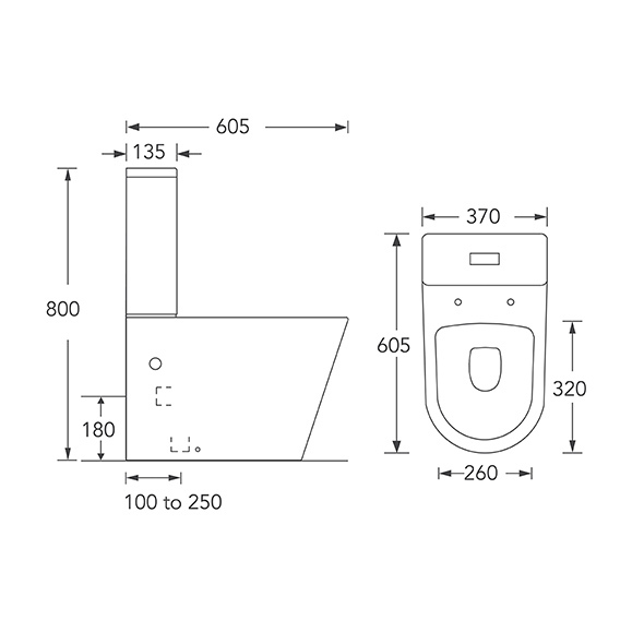 PP Two Piece Toilet Water Efficient Ceramic WC Toilets 370x605x800mm Orin OR8380 For Bathroom