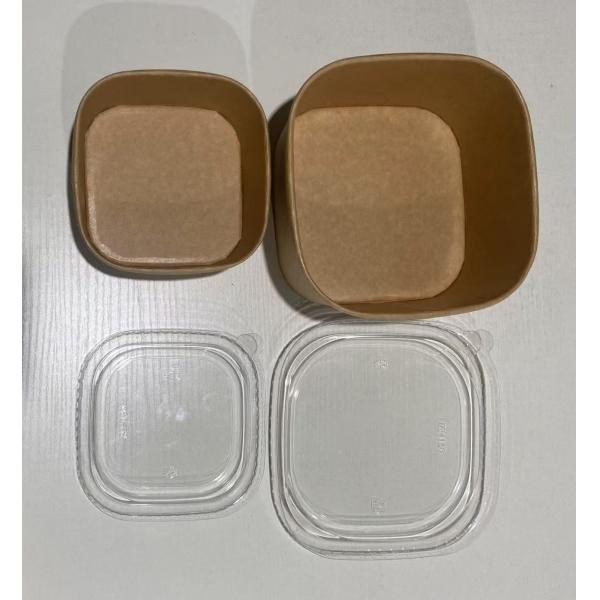 Capa de PET para productos ecológicos fideos papel kraft cuadrado ensalada desechable