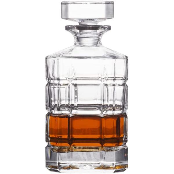Round Glass Stopper Bourbon Whiskey Bottle for Cosmetics Engraved Design 30oz Capacity
