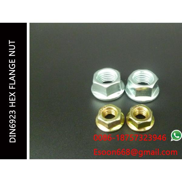 DIN6923 Hex Flange nut DIN EN 1661 Yellow AND White Zinc Plated M3-M48 Size range Grade 4.8-12.8