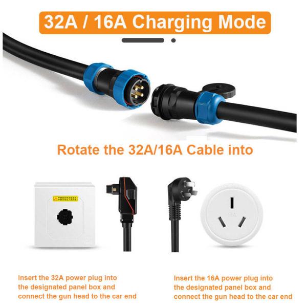 32a 7kw Home Ev Charger Cable 19.6ft Type 2 Ev Charging Station Wallbox