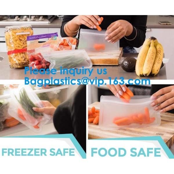 FOOD GRADE SILICONE: Strong, Thick 100% Durable Silicone Food Bags, Non-Toxic, Non-Leaching Hygienic And Reusable Food B