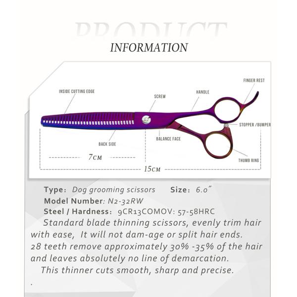 Professional Pet Grooming Shears 32 Teeth Pet Use Wear Resistance