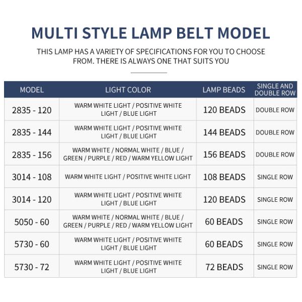 220V Living Room LED Strip Lamp Decorative Ceiling 3 Color Dimming 120 beads