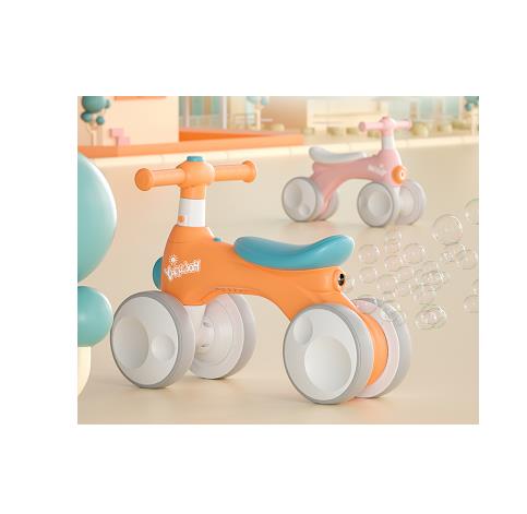 Bicicleta de equilíbrio infantil de plástico de 4 rodas com dispositivo de bolha de luz de música com carga máxima de 30 kg