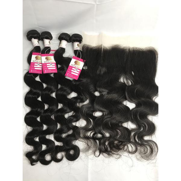 Cabelo brasileiro do Virgin grosso completo da onda do corpo de Yetta 4 pacotes com Frontal