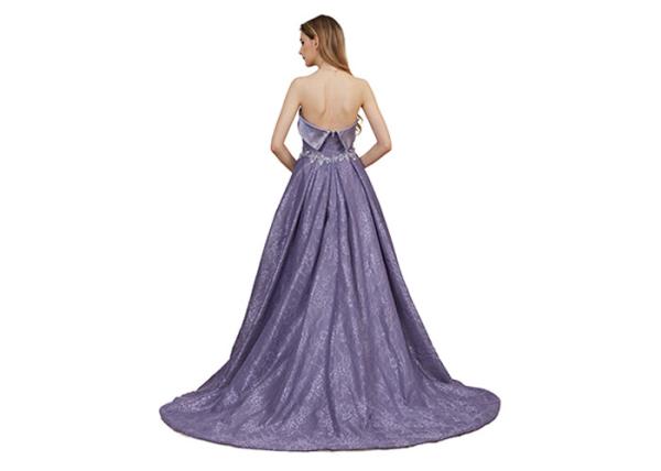 Chest Wrap Middle Easter Evening Dresses , Purple Color Sleeveless Ball Gown