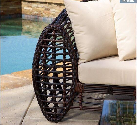 Leisure style PE rattan garden sofa set brown wicker sofa chair furnture