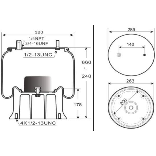 W01-358-9122 1R14-045 Truck Air Spring Semi Trailer Air Ride Suspension