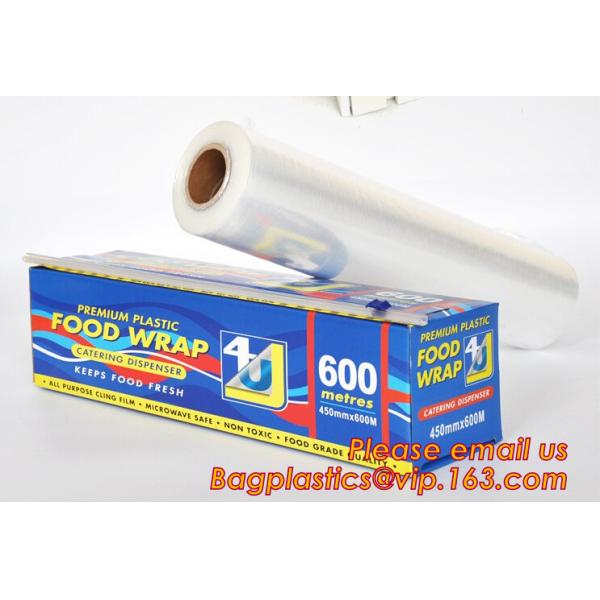 Keep Fresh PE food wrap plastic Cling film wrap jumbo roll, LLDPE power stretch wrap film food wrap stretch film, bageas