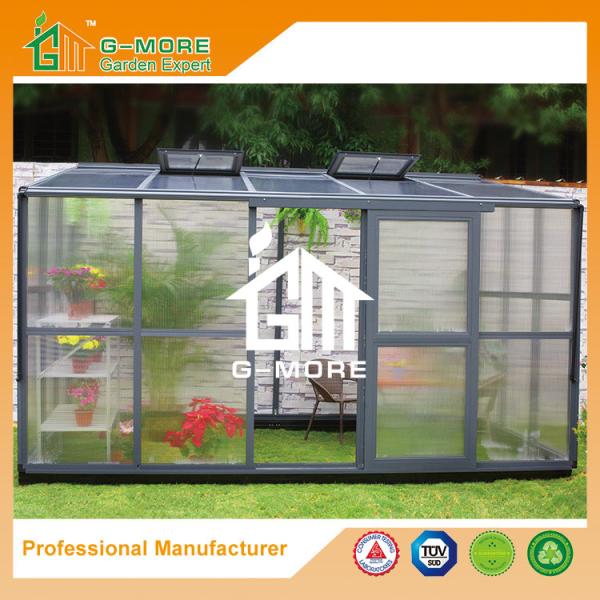 Aluminum Greenhouse-Hexagon Series-242 X 392 X 237CM-Dark Grey Color- PC or Glass