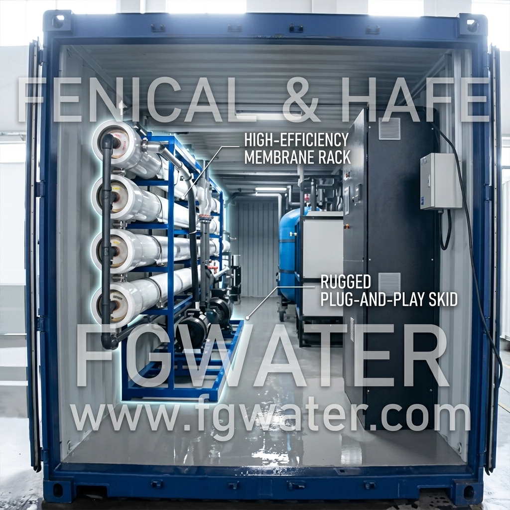100 TPD Solar Hybrid Containerized RO Pure Water Equipment in 40ft Unit for Seawater Desalination
