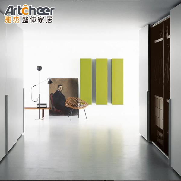 Bedroom Furniture Modern White Clothes Wardrobe with Storage Wall Design Slide Door