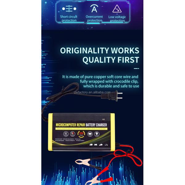 LCD Display Intelligent Battery Charger 12V 6A 8A for Microcomputers Motorcycles Trucks and Cars 90% Charging Efficiency