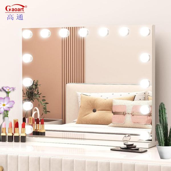 Large White Illuminated Hollywood Makeup Vanity Mirror with LED Lights
