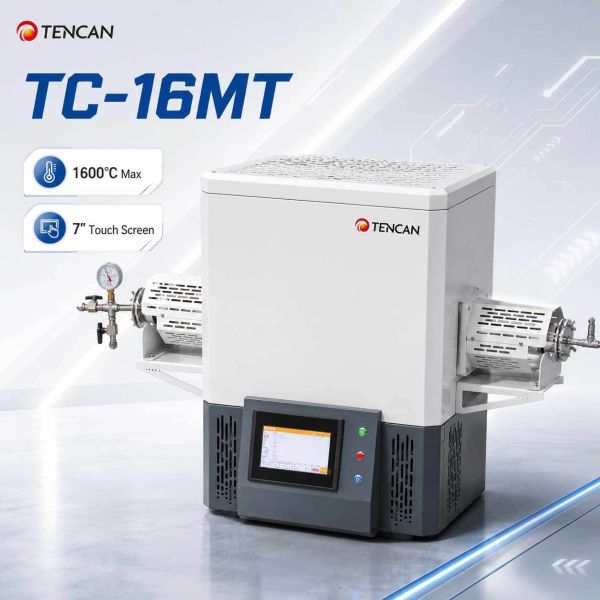 TENCAN MoSi2 Heating 1600C Vacuum Tube Furnace TC-16MT B Type Thermocouple Split Lab Oven 30-Segment Programmable Advanced