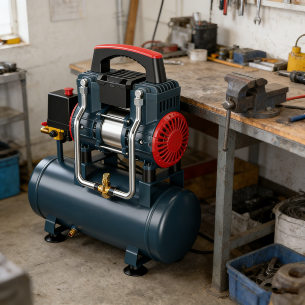 Electric Silent Oil-Free Piston Type Air Compressor with 160x340cm Tank 1100W Power 90L/min Airflow 0.8MPa Pressure