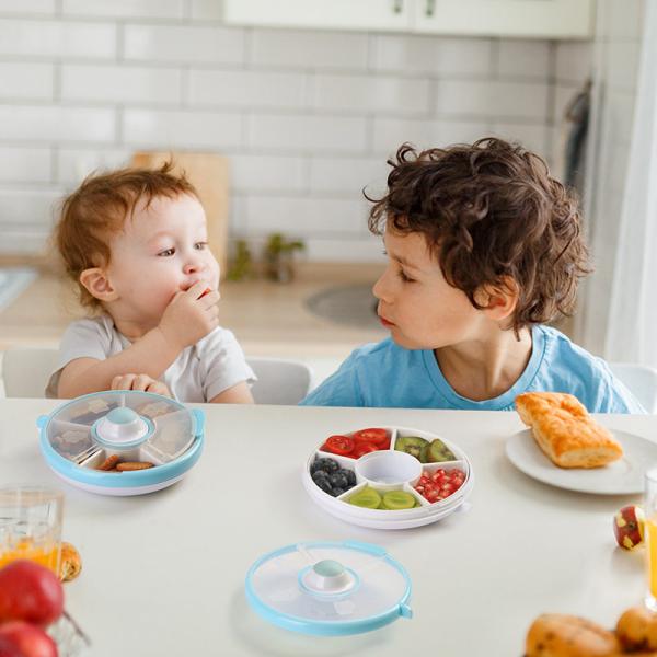 Stackable Divided Plastic Food Containers White Round Shape BPA Free Meterial