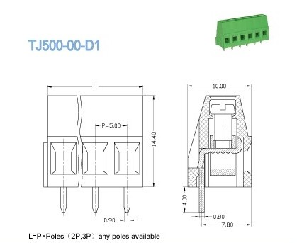 Изолированный тип евро тангажа 5.0mm терминальных блоков PCB поднимая серию