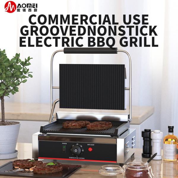 Контактный гриль с не липким покрытием Черное серебряное гриль для сэндвичей