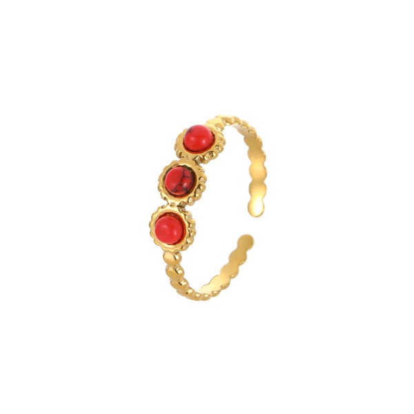18k Gold Stainless Steel Turquoise Ring Understated Luxury Fashionable Versatile Open Ring Bracelet for Women