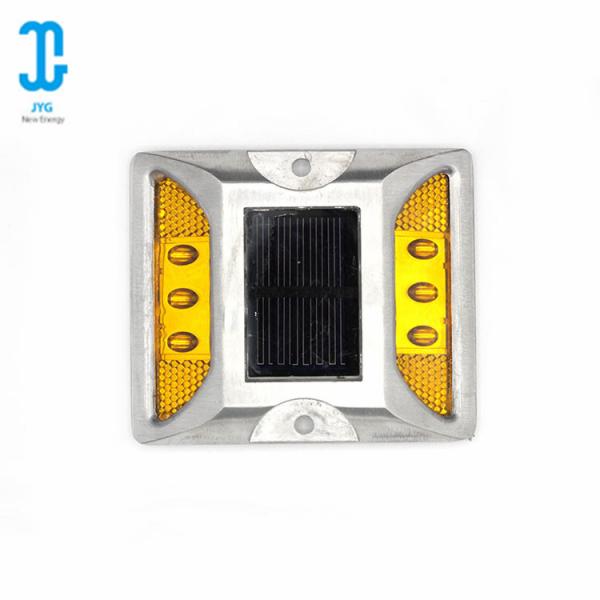 Yellow Waterproof Solar Road Studs High - Pressure Casting Aluminium Alloy Body Material