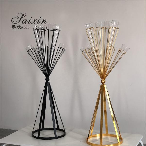 Vaso de Flor de Casamento de Ouro Stand Chic Centrepieces de Casamento de Vidro Coluna de Metal 100CM