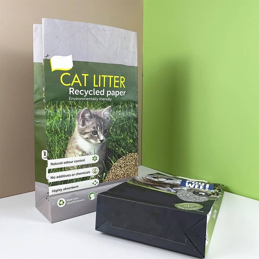 100% Recyclable And Biodegradable Kraft Paper Cat Litter Bag Moisture Resistant