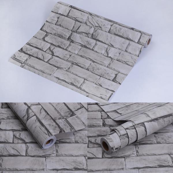 Moisture-Proof PVC Vinyl Brick Stone Wallpaper Vintage Design 3D Brick Wallpaper Adhesive Paper Stickers