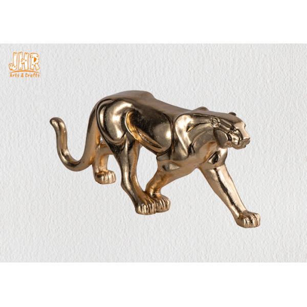Final animal de la hoja de oro de la fibra de vidrio de las estatuillas de Polyresin de la decoración de la resina de la estatua animal del leopardo