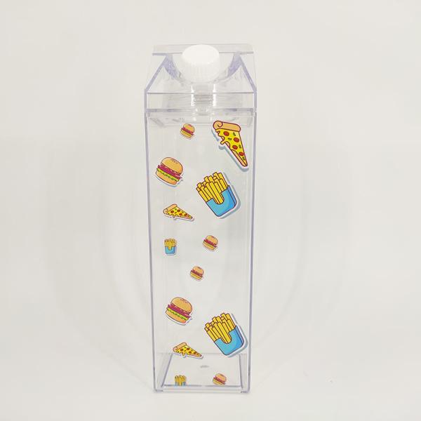 Customized Logo Acceptable 500ml 1000ml Transparent Acrylic Milk Carton Water Bottle