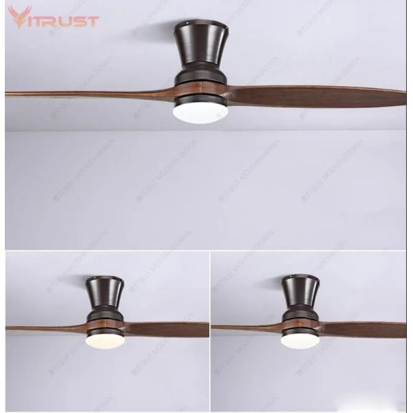 Dimmable ceiling fan with LED Light 60 inch Indoor wood Two-Blade Ceiling Fan light(WH-VLL-40)