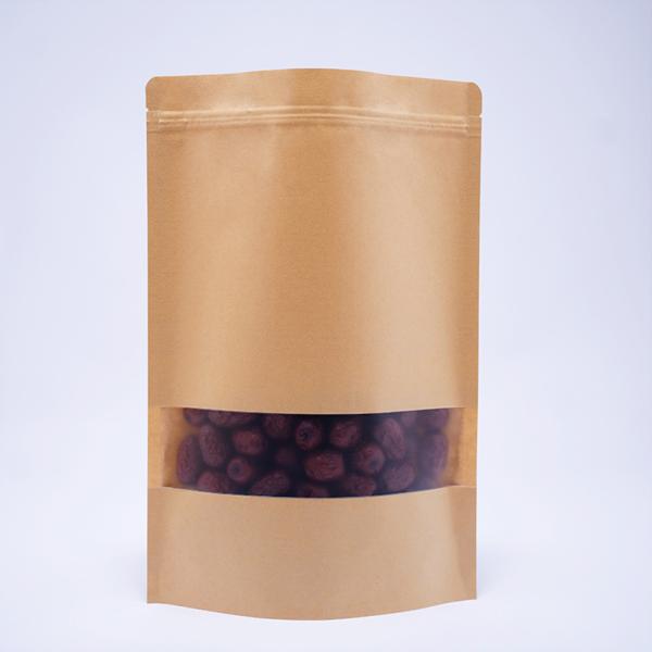 CTCX Eco Friendly Custom Logo Private Ziplock Brown White Kraft Craft Food Paper Packaging Zipper Bags With Window