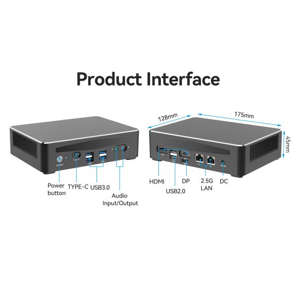 12-е поколение Intel Core I7 1260p Мини ПК с двойной LAN двойной HDMI DDR4 64GB