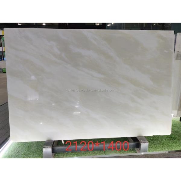 Modern Royal White Onyx Honed Marble Sheet Cut-to-Size Graphic Design Solution for Wall Panel and Dining Table Set